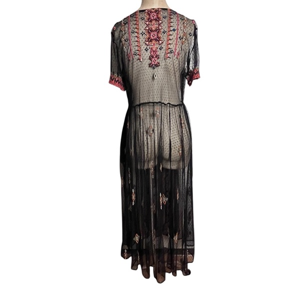 Sundance Dreamy Destinations Black Swiss Dot Embroidered Maxi Boho Dress — XL - Picture 9 of 14